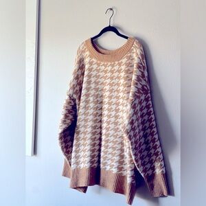 Ava & Viv: Oversized Cozy Crewneck Sweater, White & Beige, Super Soft Not Itchy!